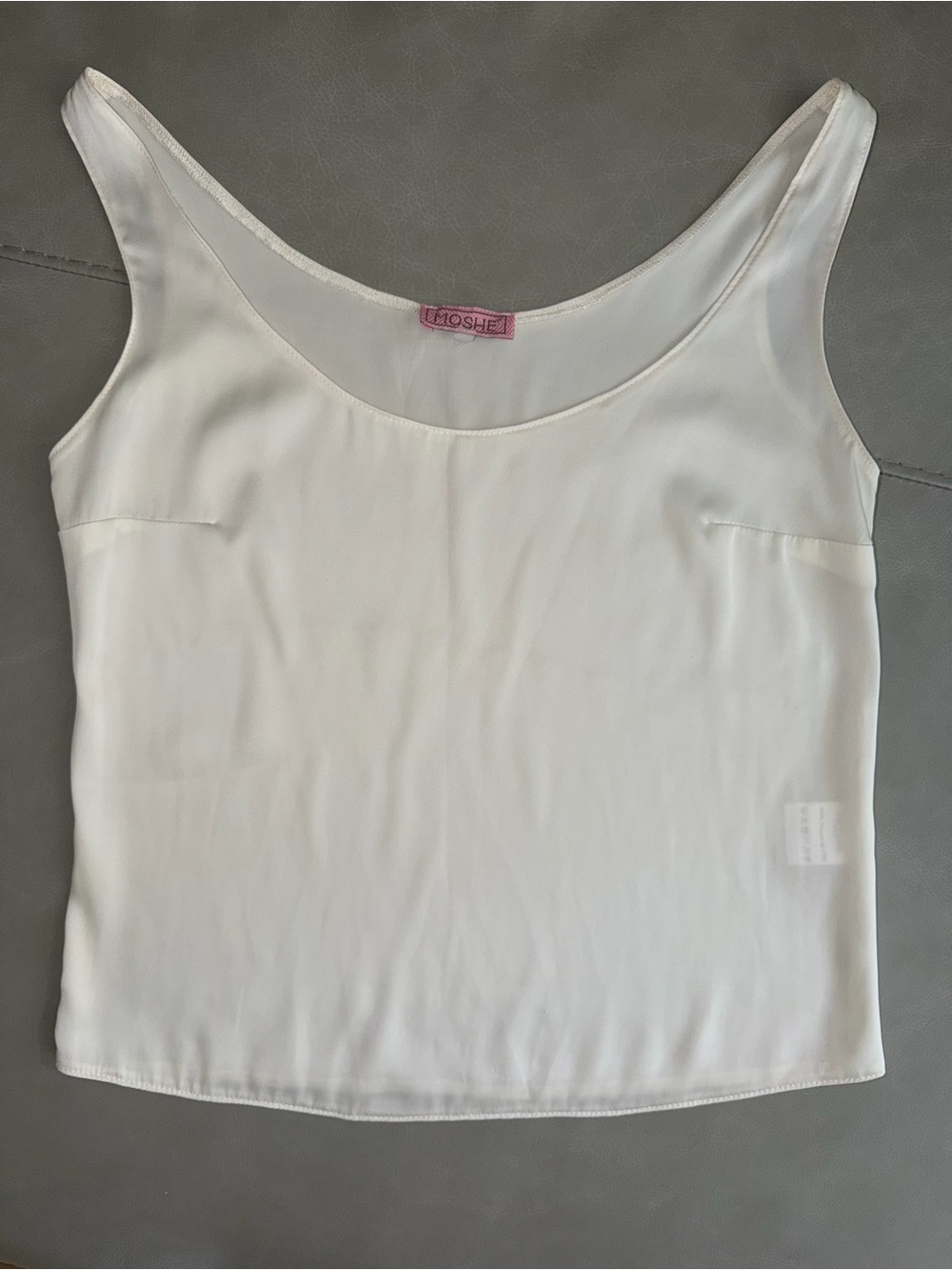 MOSHE White Satin Look Sleeveless Tank Top Size S